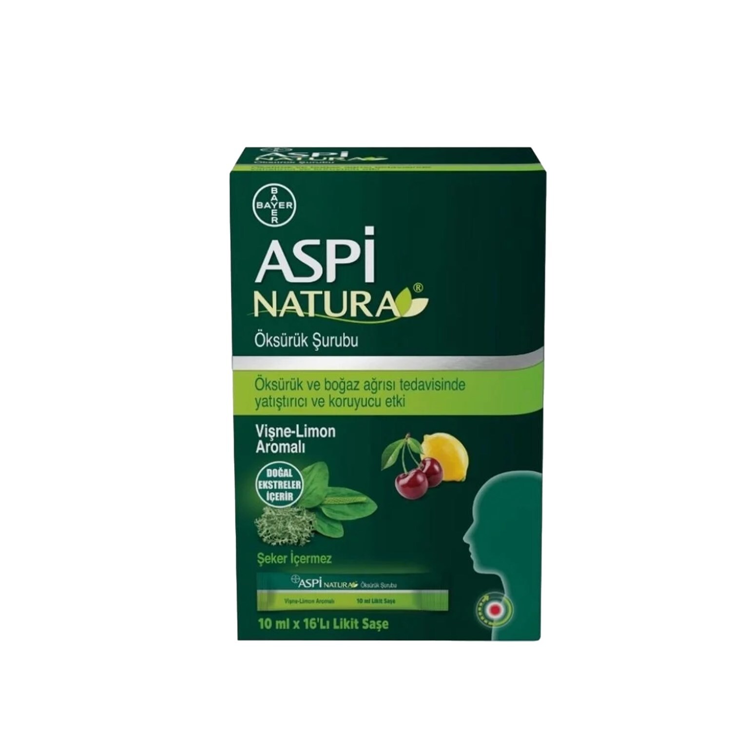 Aspi Natura Öksürük Şurubu Vişne Limon Aromalı 16x10 ml Likit Şase - 1