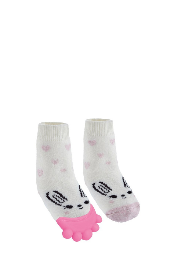 Babyjem Diş Kaşıyıcılı Havlu Bebek Çorabı Pembe 6-12 ay - 1