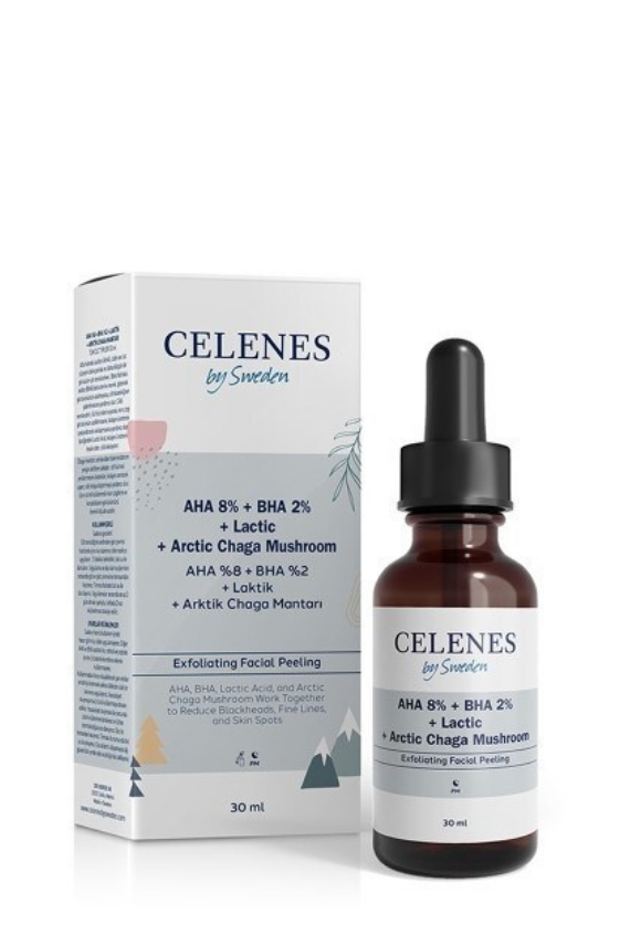 Celenes Aha 8% Bha 2% Arctic Chaga Mushroom Lactic Yüz Serumu 30 ml - 1