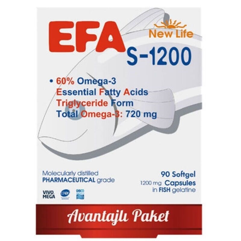 EFA S-1200 Balık Yağı İçeren Takviye Edici Gıda 90 Kapsül - 1