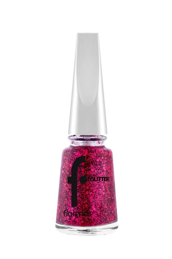 Flormar Glitter Yarı Transparan Parlak Bitişli Simli Oje 11 ml | 03 Ruby Light - 1