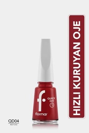 Flormar Quick Dry Hızlı Kuruyan İnce Yapılı Parlak Bitişli Oje 11 ml | 04 Red Flag - 1