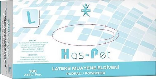 Has-Pet Lateks Muayene Eldiveni Pudralı Large 100 Adet - 1