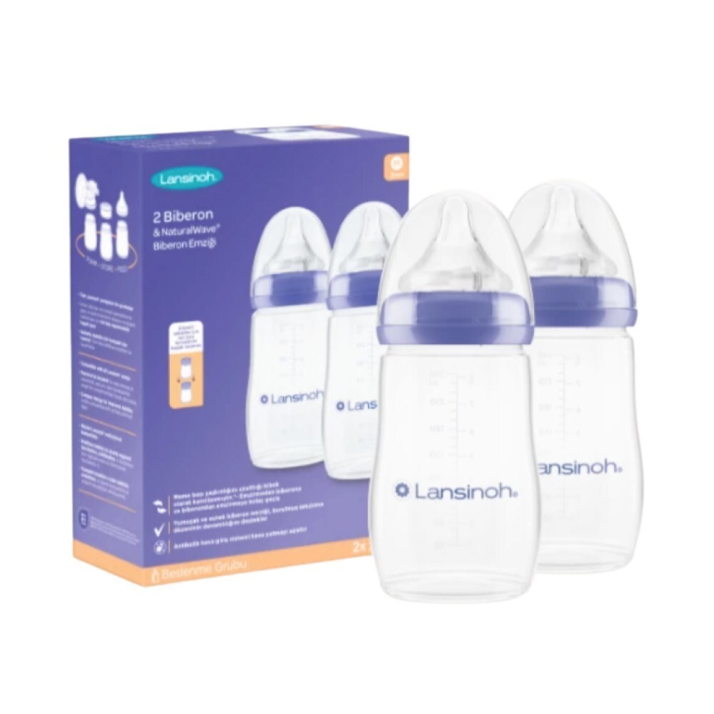 Lansinoh Biberon ve NaturalWave Biberon Emziği 2 x 240 ml - 1