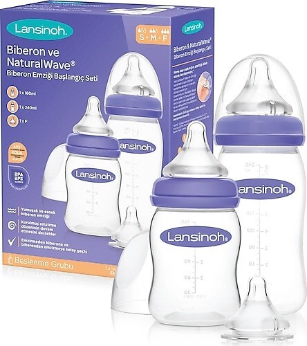 Lansinoh Biberon ve NaturalWave Biberon Emziği Başlangıç Seti - 1