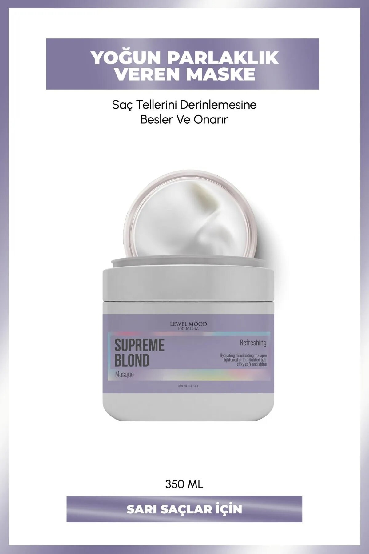 Lewel Mood Premium Supreme Blond Sarı Saçlar İçin Bakım Maskesi 350 ml - 1