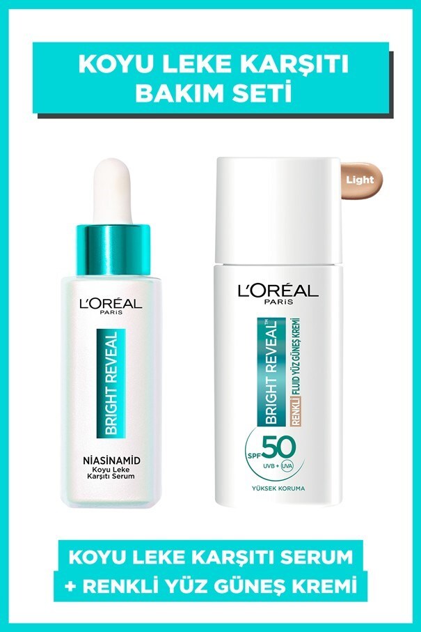 L'Oreal Paris Bright Reveal Renkli Fluid Yüz Güneş Kremi & Koyu Leke Karşıtı Serum Niasinamid Serum - 1
