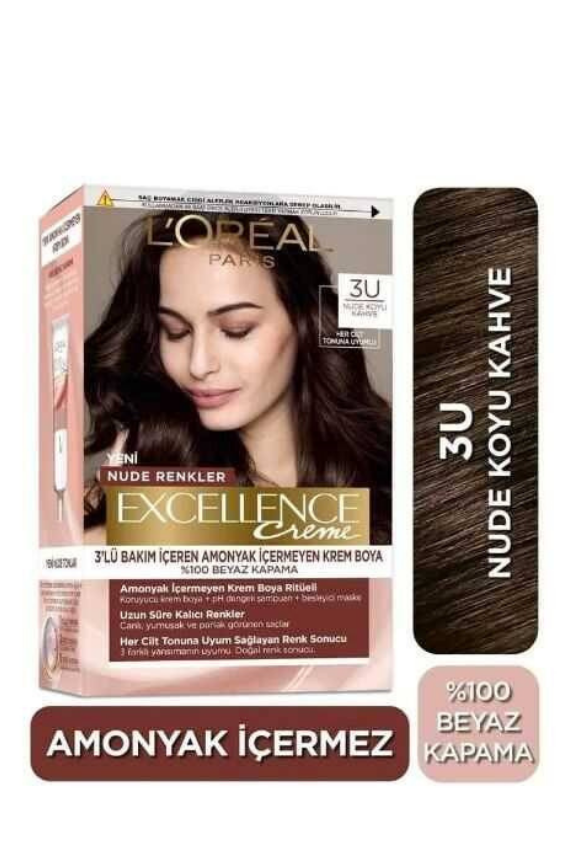 Loreal Paris Excellence Nudes Kit Saç Boyası I 3U Koyu Kahve - 1