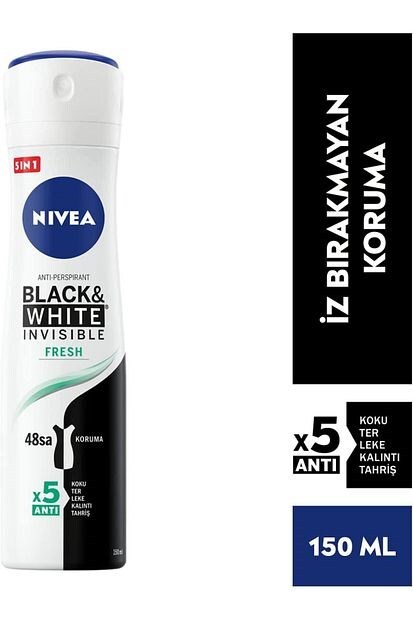 Nivea Black&White Invisible Fresh Sprey Deodorant 150 ml - 1