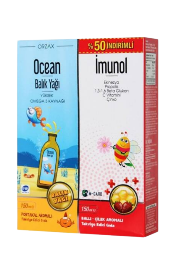 Ocean Balık Yağı Şurubu Portakal Aromalı 150 ml + Imunol Şurup 150 ml - 1
