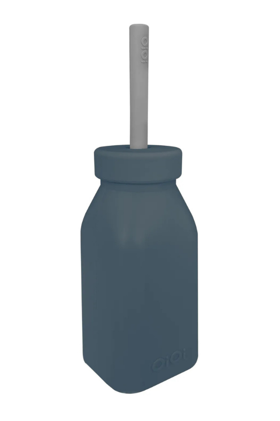OiOi Silikon Şişe ve Pipet | Deep Blue – Powder Grey - 1
