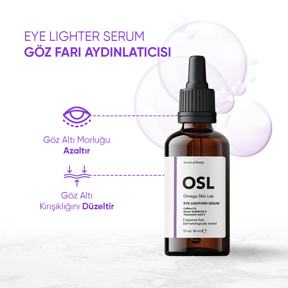 OSL Omega Skin Lab Göz Altı Morluğu, Aydınlatıcı ve Kırışıklık Için Göz Çevresi Serumu 30ml - 3