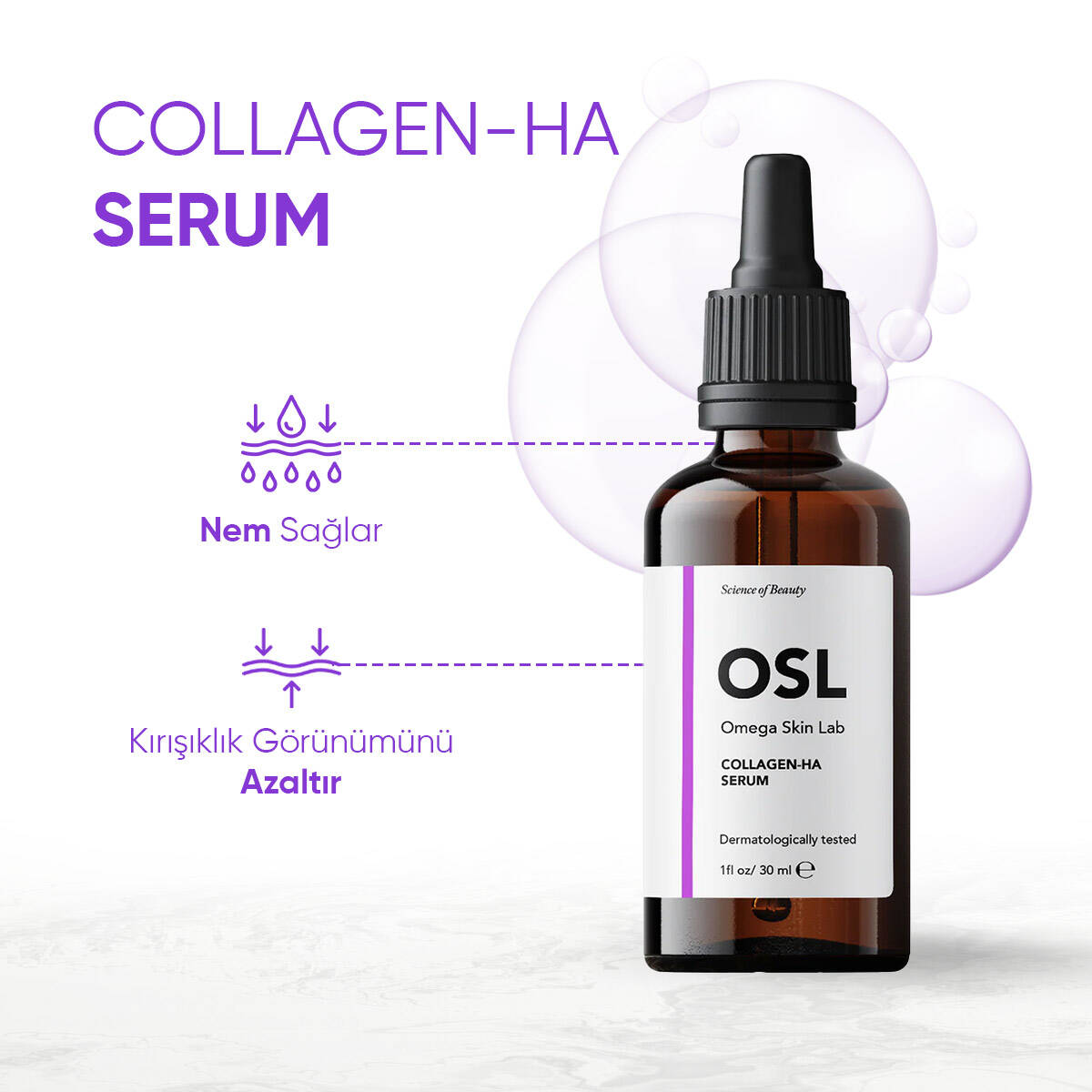 OSL Omega Skin Lab Kırışıklık ve Nemlendirme İçin Kolajen-Hyalüronik Asit Serumu 30ml - 3