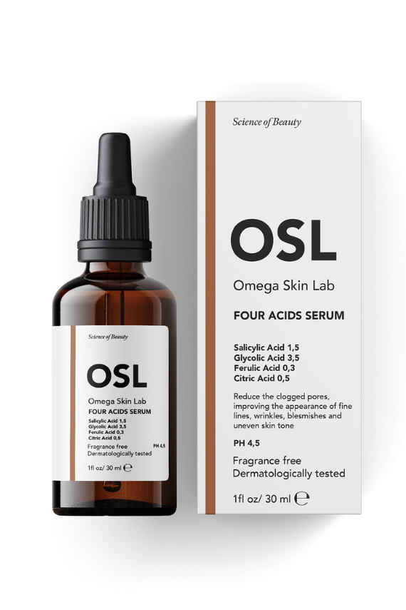 OSL Omega Skin Lab Sebum Dengesi, Gözenek, Kırışıklık ve Leke Karşıtı Serum - Four Acids Serum 30ml - 1