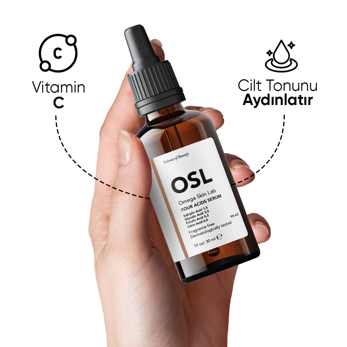 OSL Omega Skin Lab Sebum Dengesi, Gözenek, Kırışıklık ve Leke Karşıtı Serum - Four Acids Serum 30ml - 4
