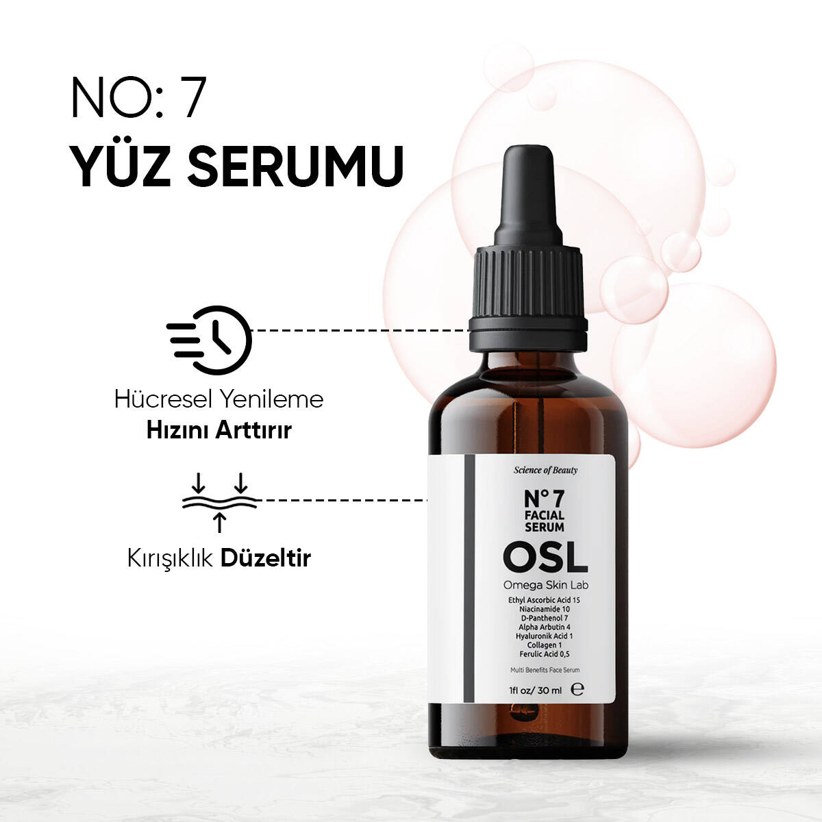 OSL Omega Skin Lab Tek Üründe 7 Aktif Cilt Bakım Serumu - No 7 Facial Serum 30ml - 3