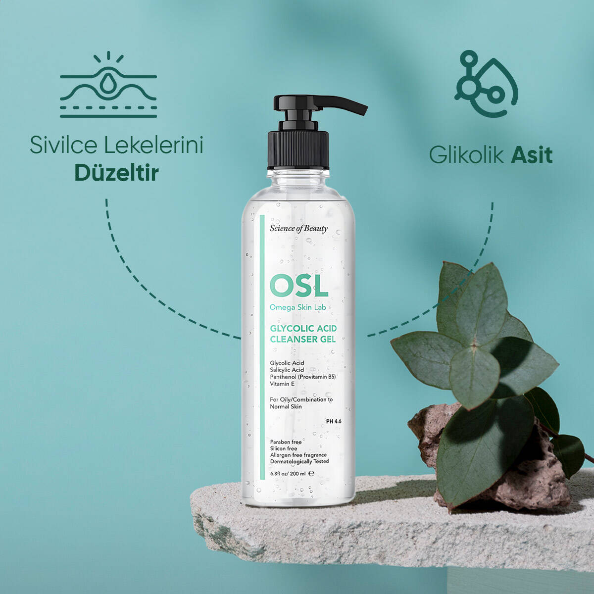 OSL Omega Skin Lab Yağlı ve Karma Ciltler İçin Makyaj ve Yüz Temizleme Jeli 200ml - 4