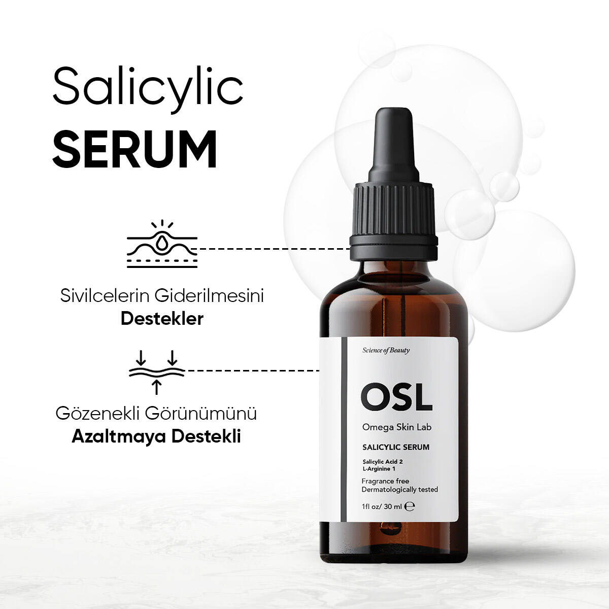 OSL Omega Skin Lab Yağlı ve Karma Ciltler Için Salsilik Asit İçeren Akne ve Gözenek Serumu 30ml - 3