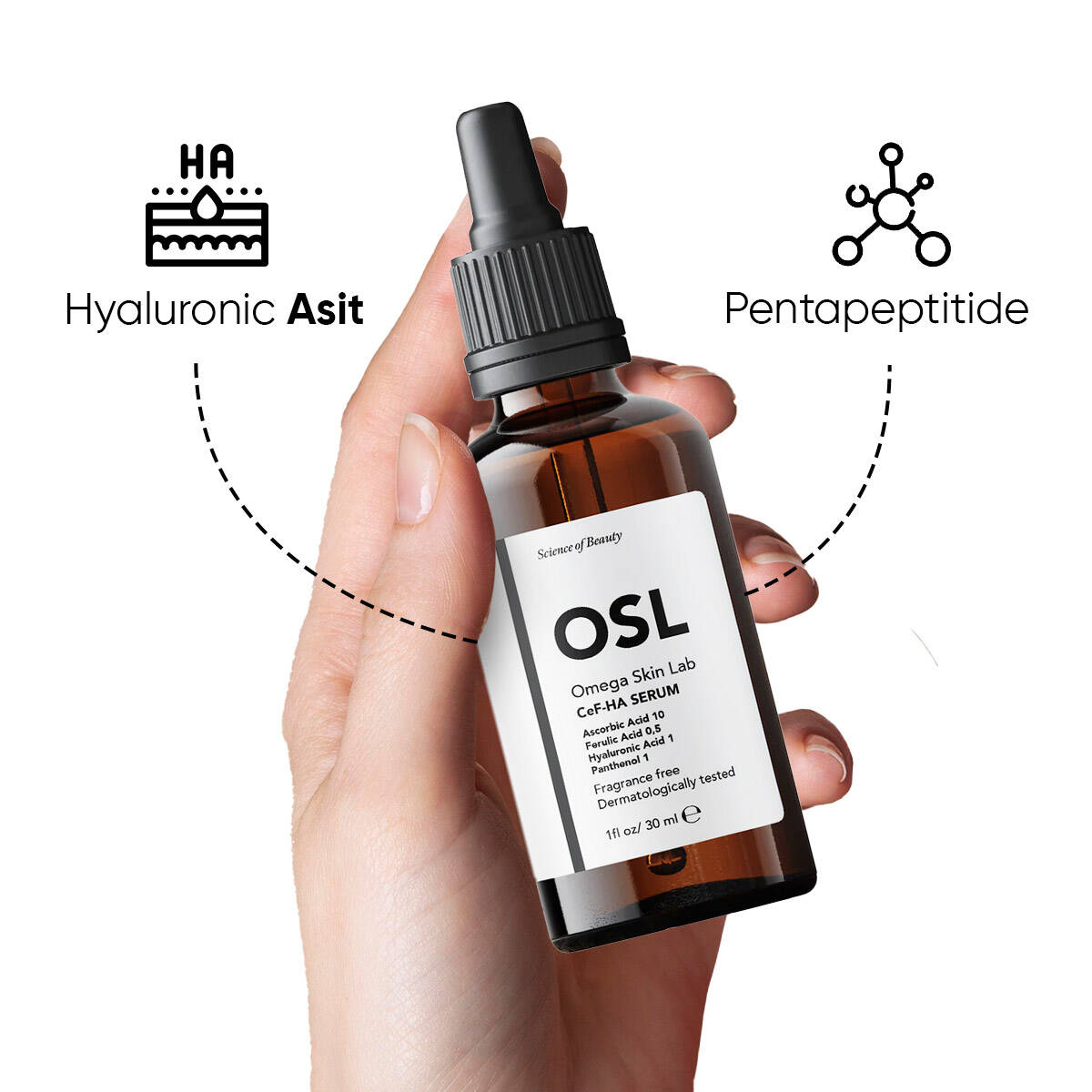 OSL Omega Skin Lab Yaşlanma Karşıtı, Cilt Aydınlatıcı ve Nemlendirici Serum - Cef-Ha Serum 30ml - 4