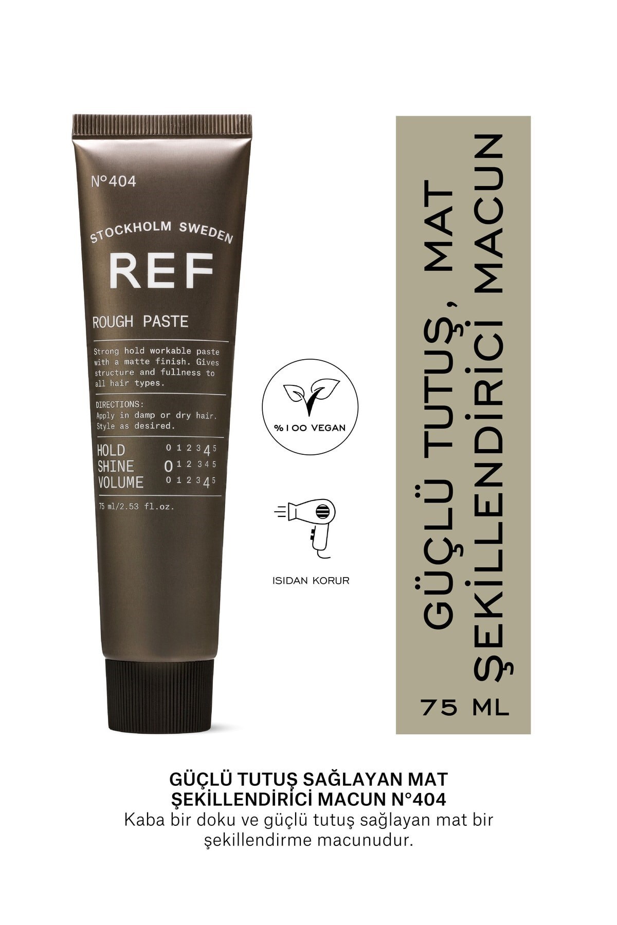 REF Rough Paste N°404 Güçlü Tutuşlu Mat Saç Şekillendirici Macun 75 ml - REF