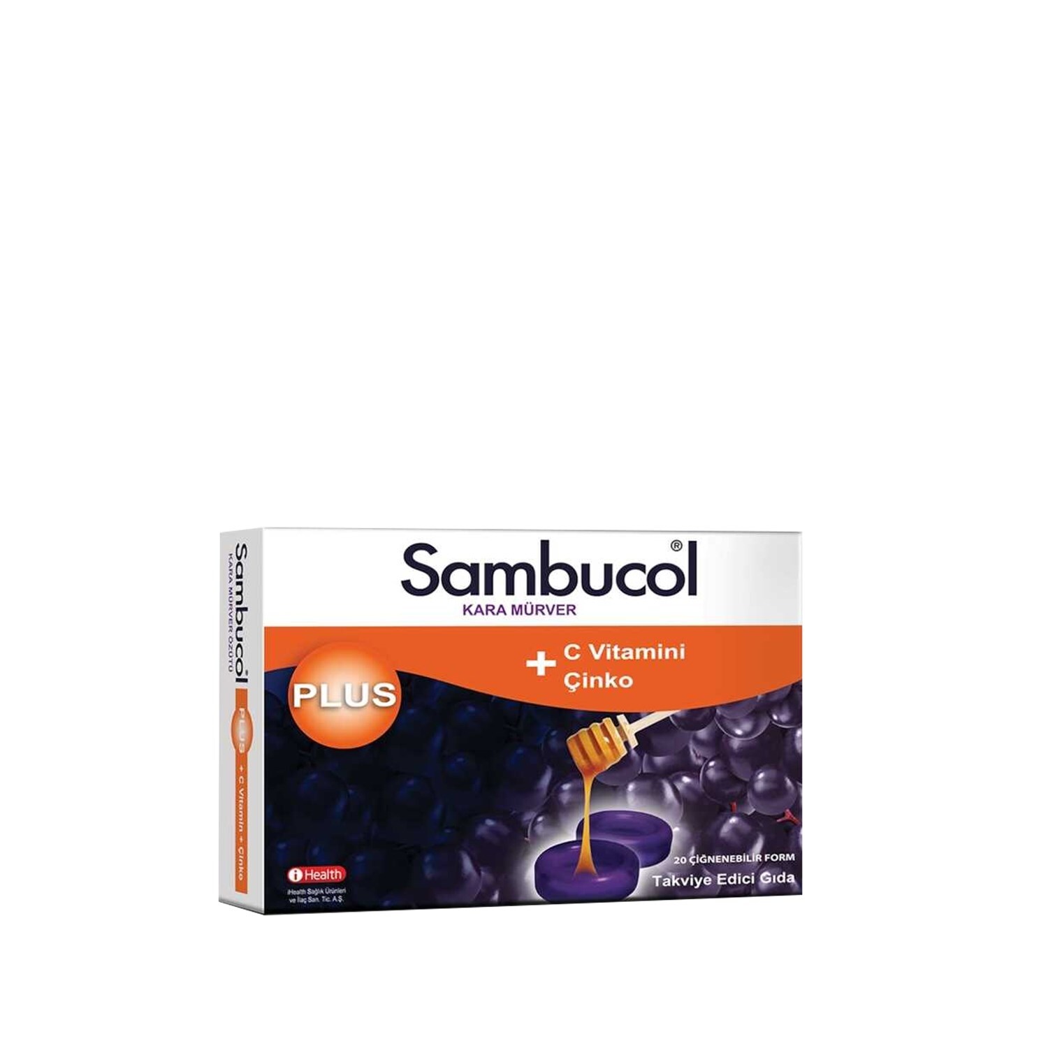 Sambucol Plus Kara Mürver + C Vitamini & Çinko İçeren Takviye Edici Gıda Çiğneme Tableti 20 Adet - 1