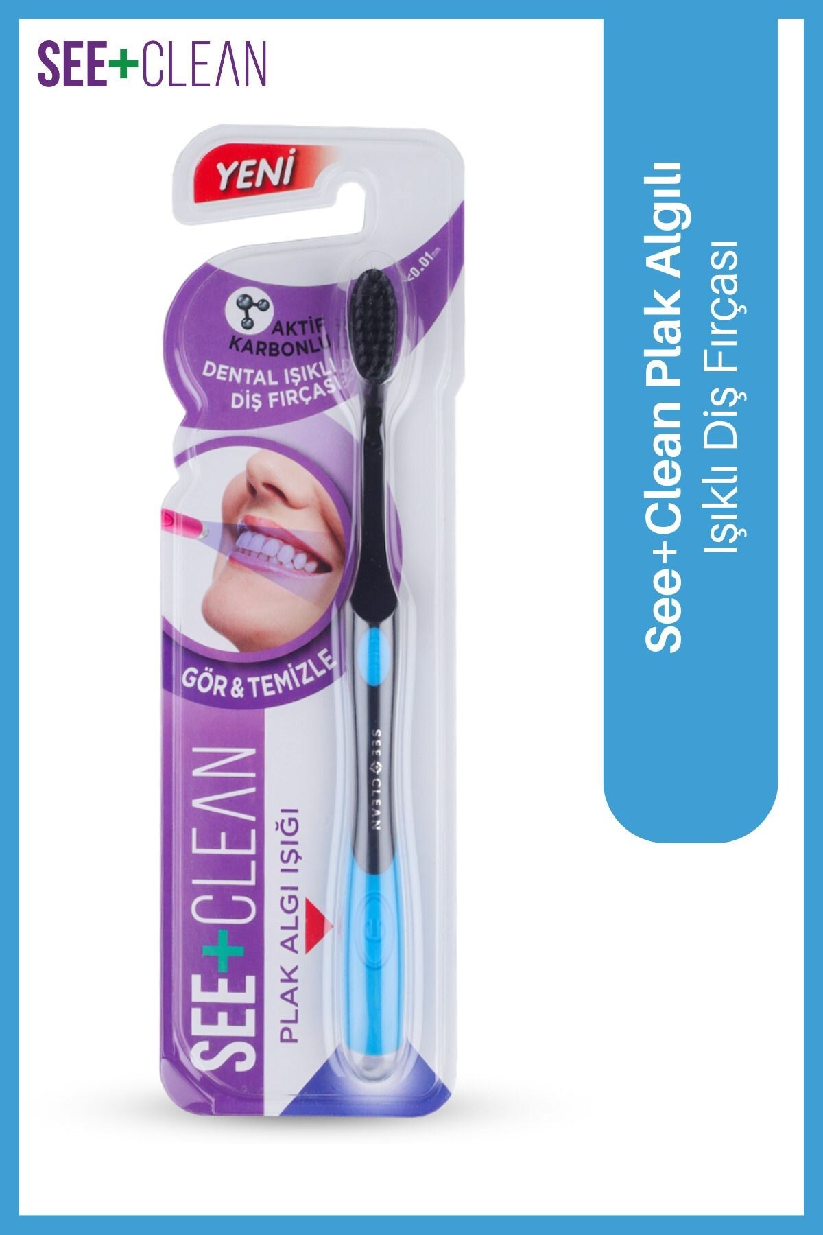 See Clean Plak Algılı Işıklı Diş Fırçası Mavi - 1