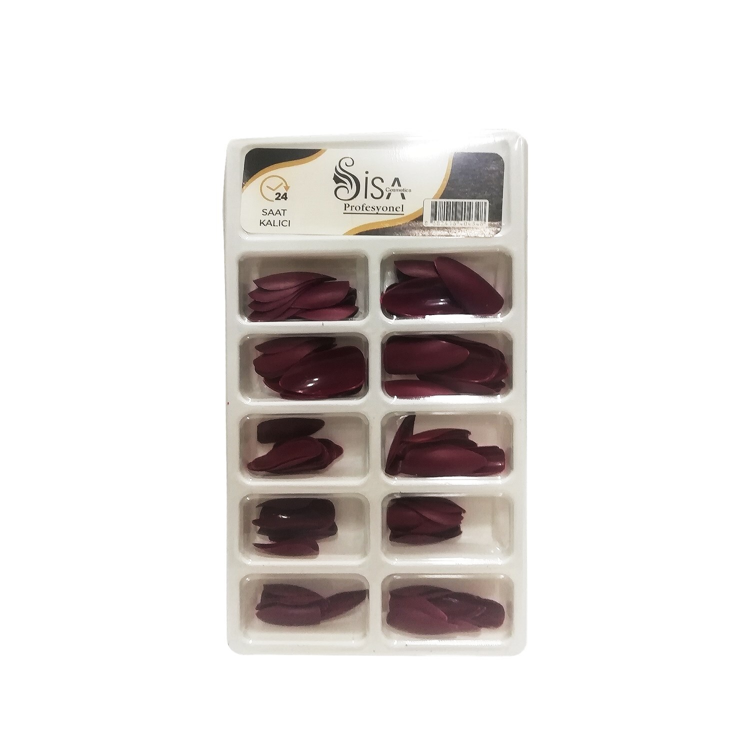 Sisa Profesyonel Plastik Takma Tırnak Bordo - 1
