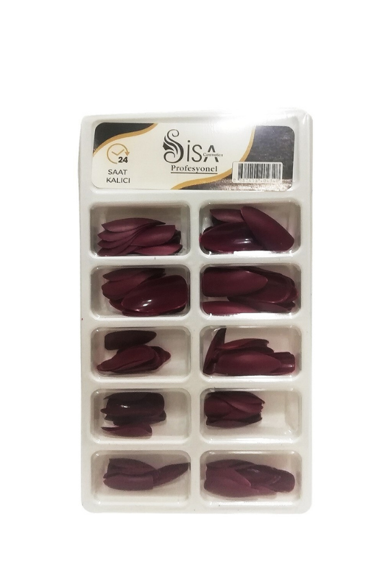 Sisa Profesyonel Plastik Takma Tırnak Bordo - 1
