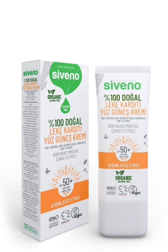 Siveno %100 Doğal Leke Karşıtı SPF 50% Yüz Güneş Kremi – 30 ml - 1