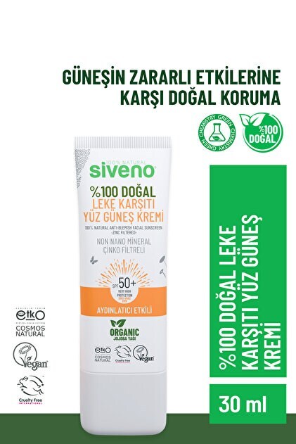 Siveno %100 Doğal Renkli Yüz Güneş Kremi 30ml - 1