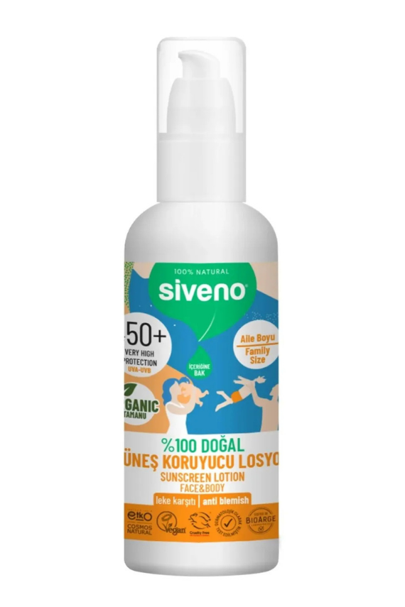 SIVENO Tüm Aile İçin %100 Doğal Güneş Losyonu 50 SPF 100 ml - 1