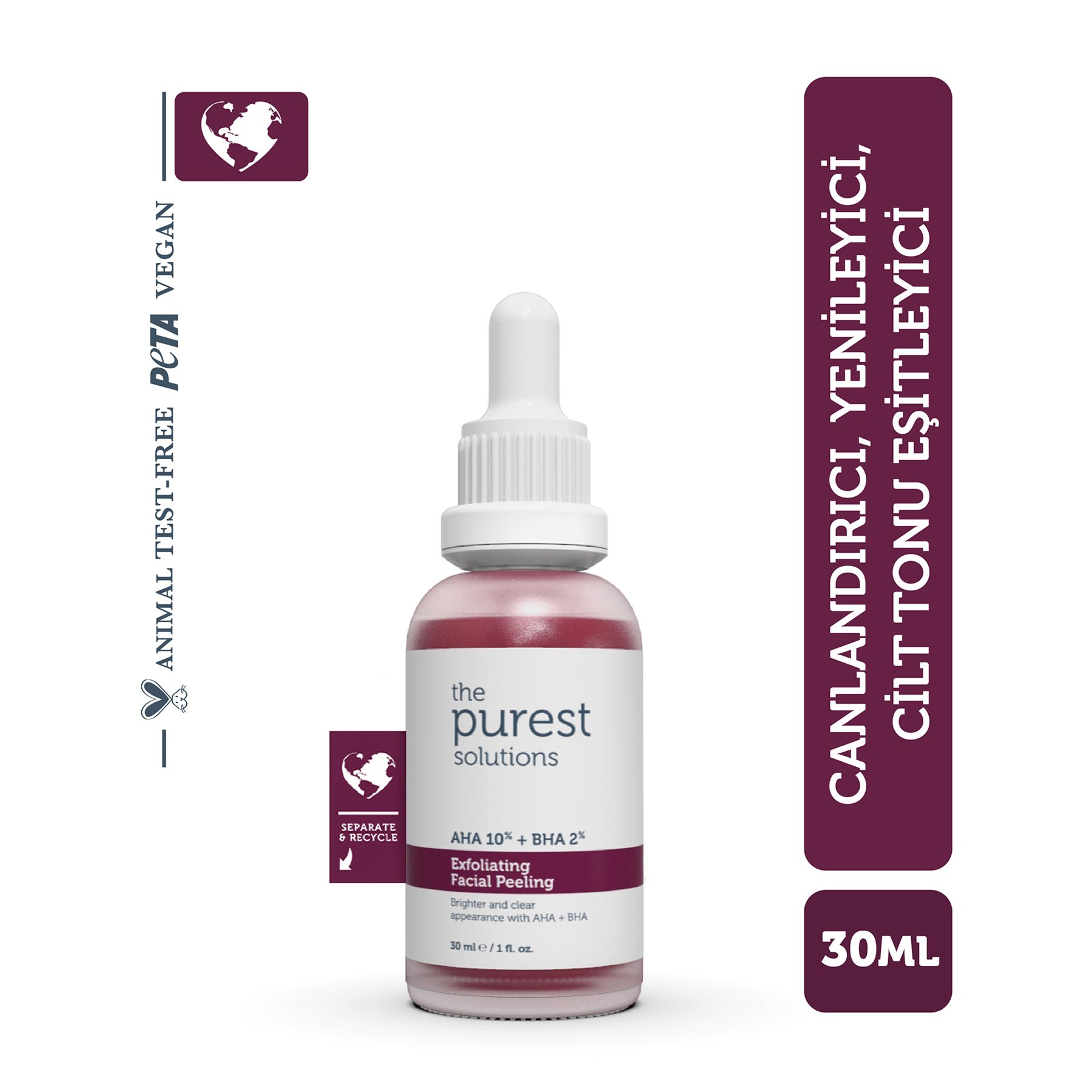 The Purest Solutions Canlandırıcı Cilt Tonu Eşitleyici Yüz Peeling Serum 30 ml - 1