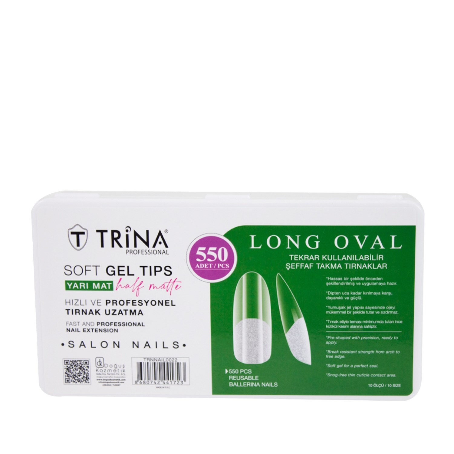 Trina Yarı Mat Soft Jel Takma Tırnak Long Oval 550 Adet TRNNAIL0022 - 1