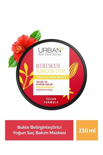 URBAN Care Hibiscus & Shea Butter Kıvırcık ve Dalgalı Saçlara Özel Yoğun Saç Bakım Maskesi 230 ml - 1